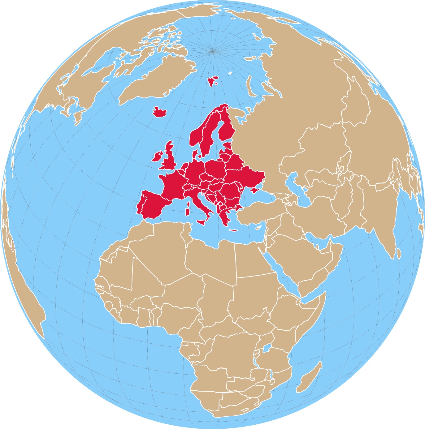 Europe location on a map