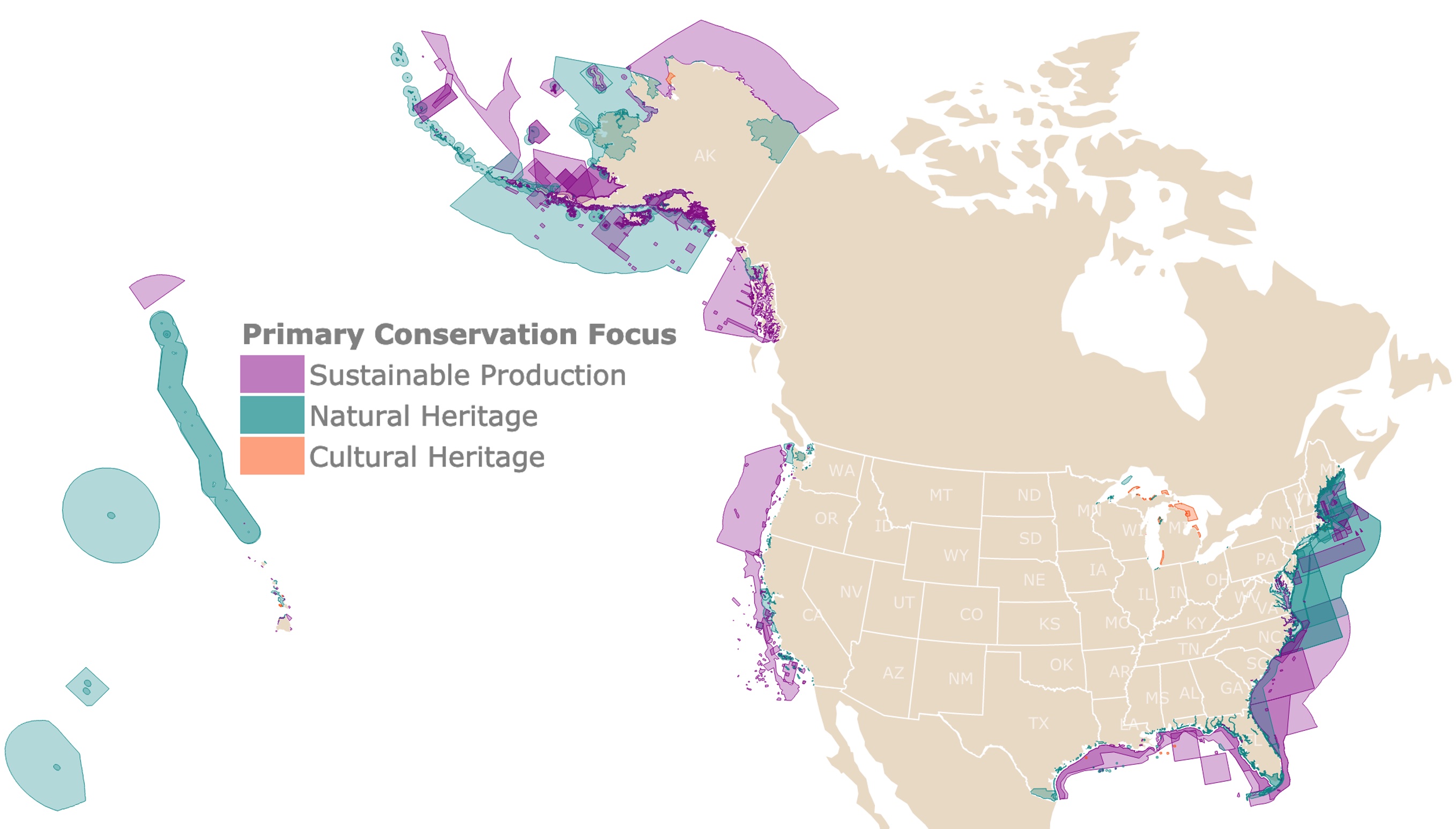 US Marine Protected Areas Primary Conservation Focus