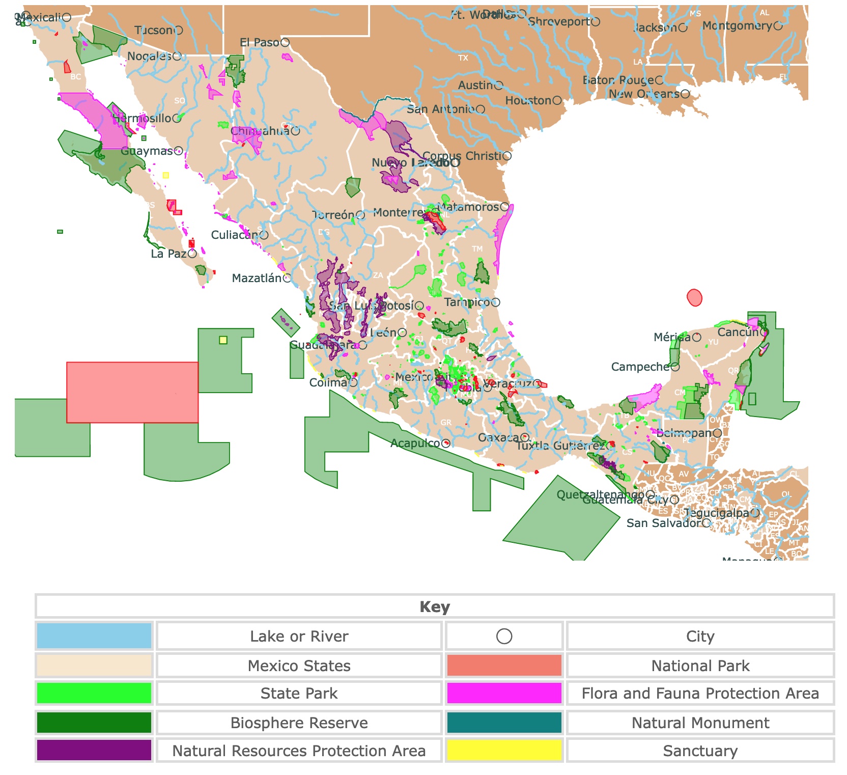Map of Mexico's National Parks