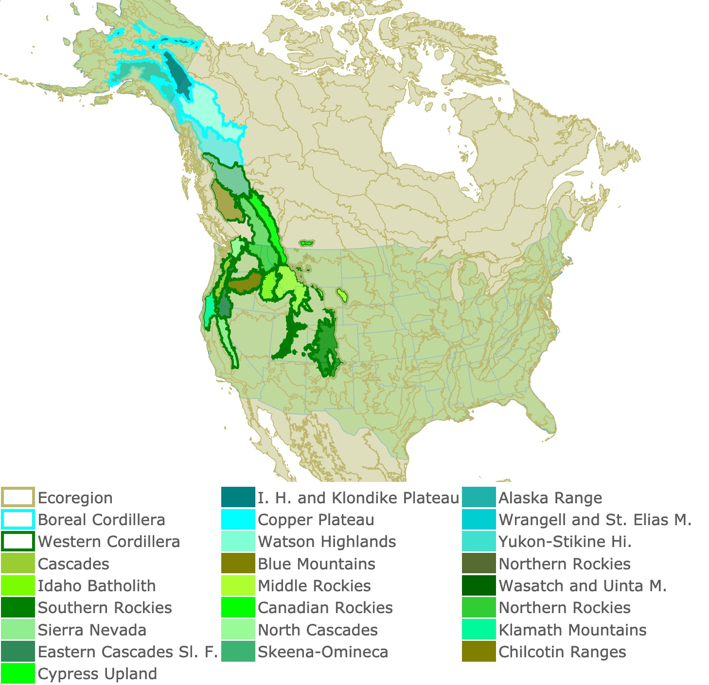 Map of America's Northwestern mountains