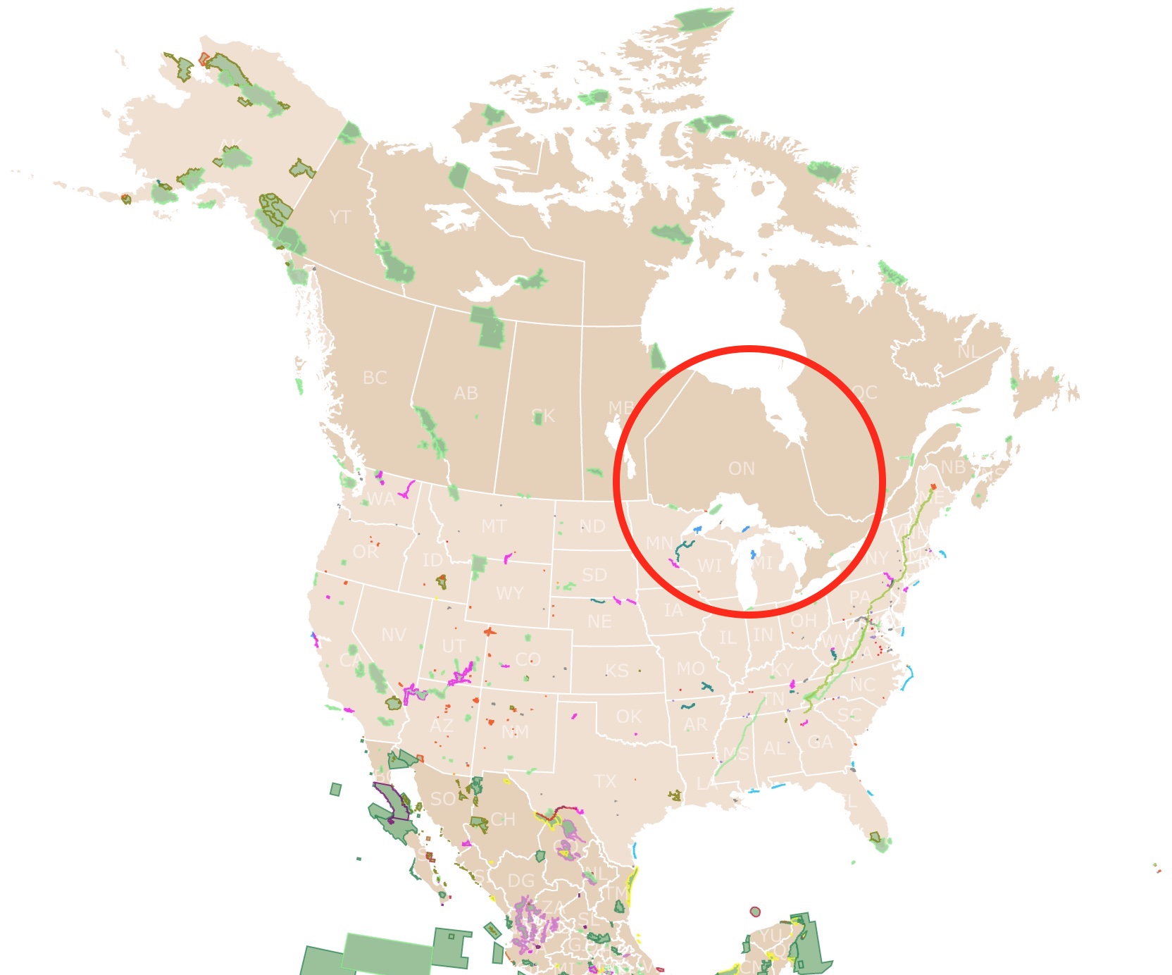 Map with Location of Ontario