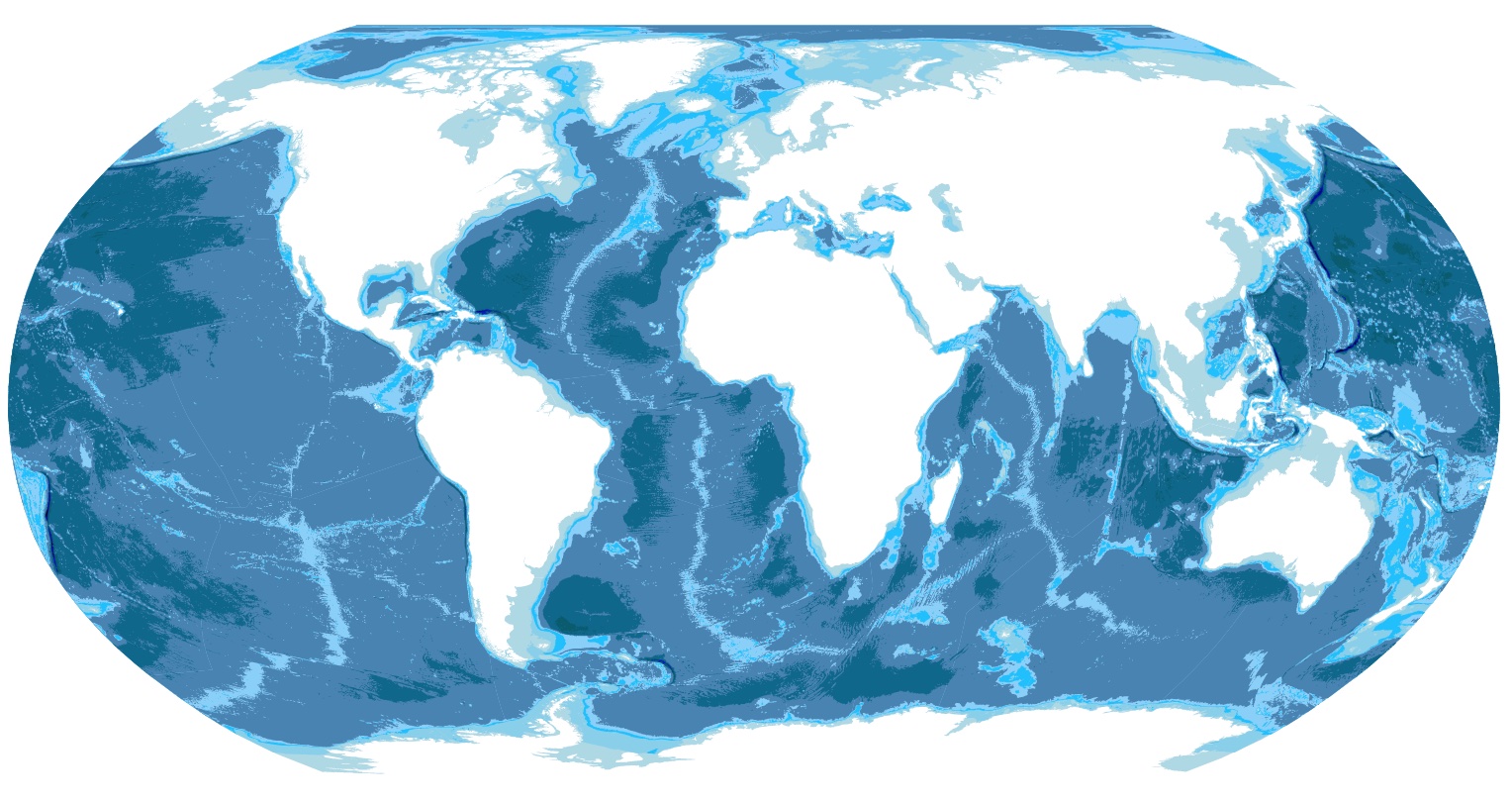 Map of Seafloor showing ocean ridges