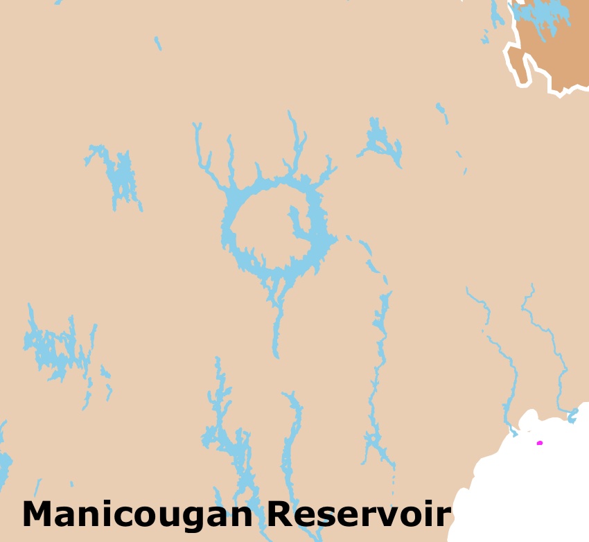 map of Manicougan Reservoir, Quebec