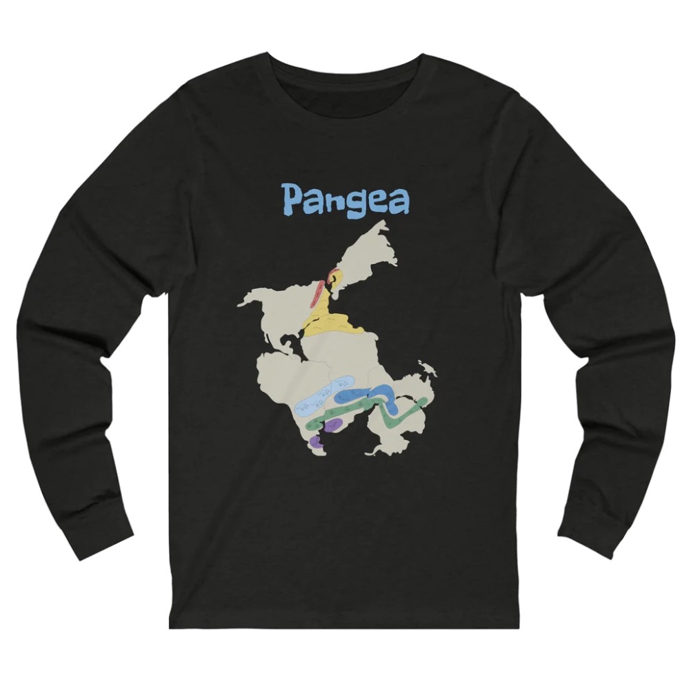 t-shirt Pangea map and fossils