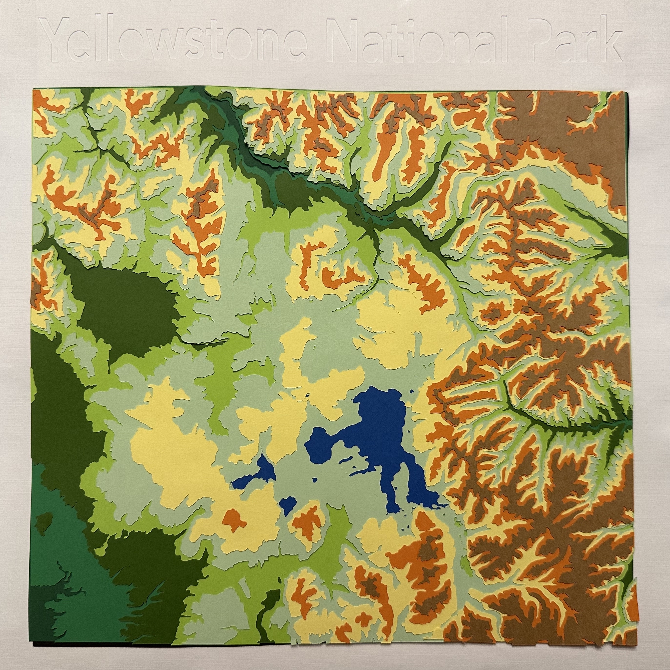 Yellowstone National Park Layered Paper cut Map