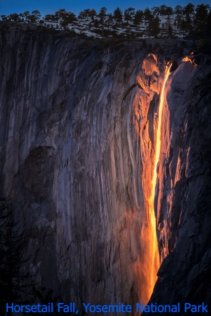 Horsetail waterfall Yosemite National Park