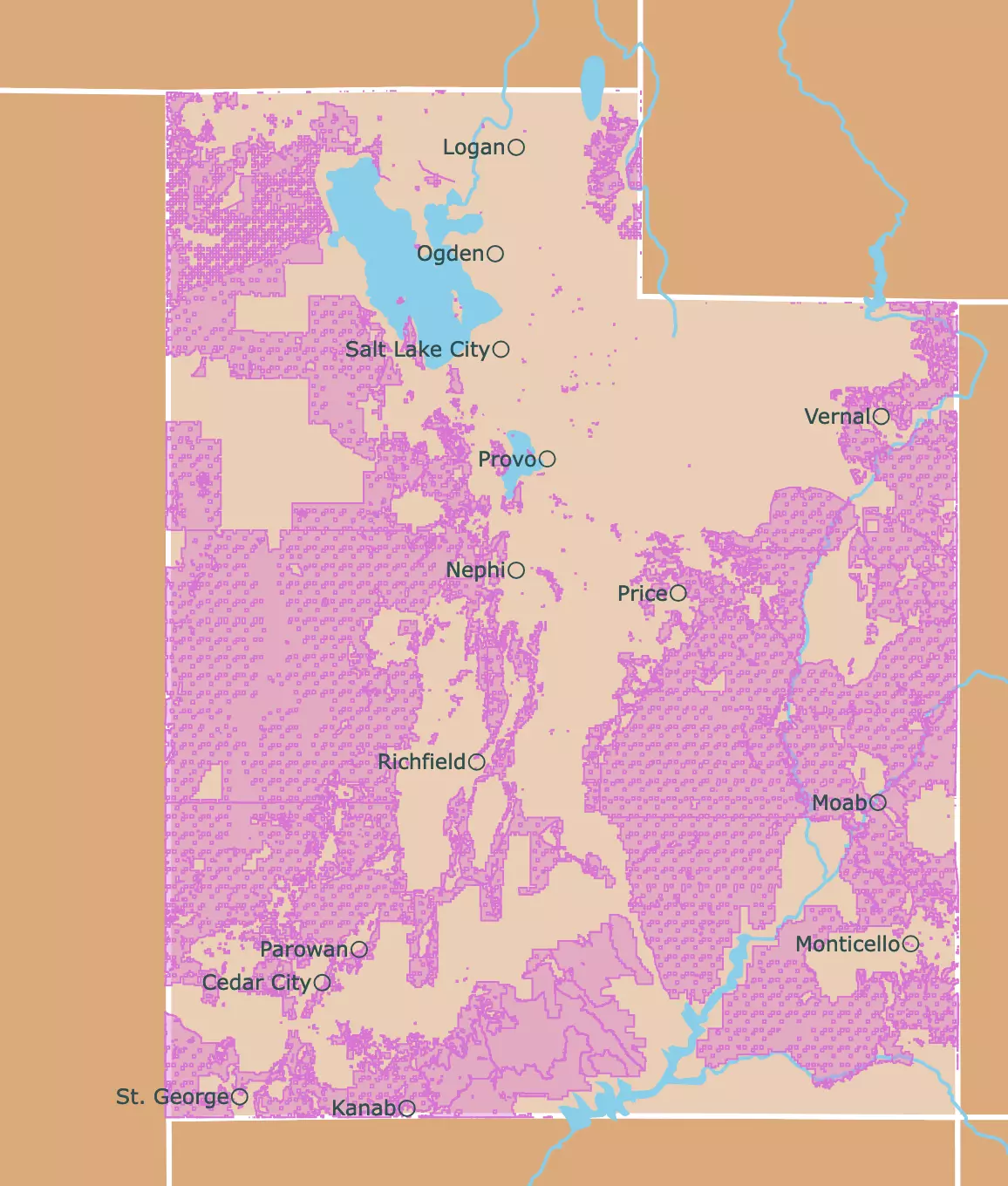 Utah's Bureau of Land Management Areas Map