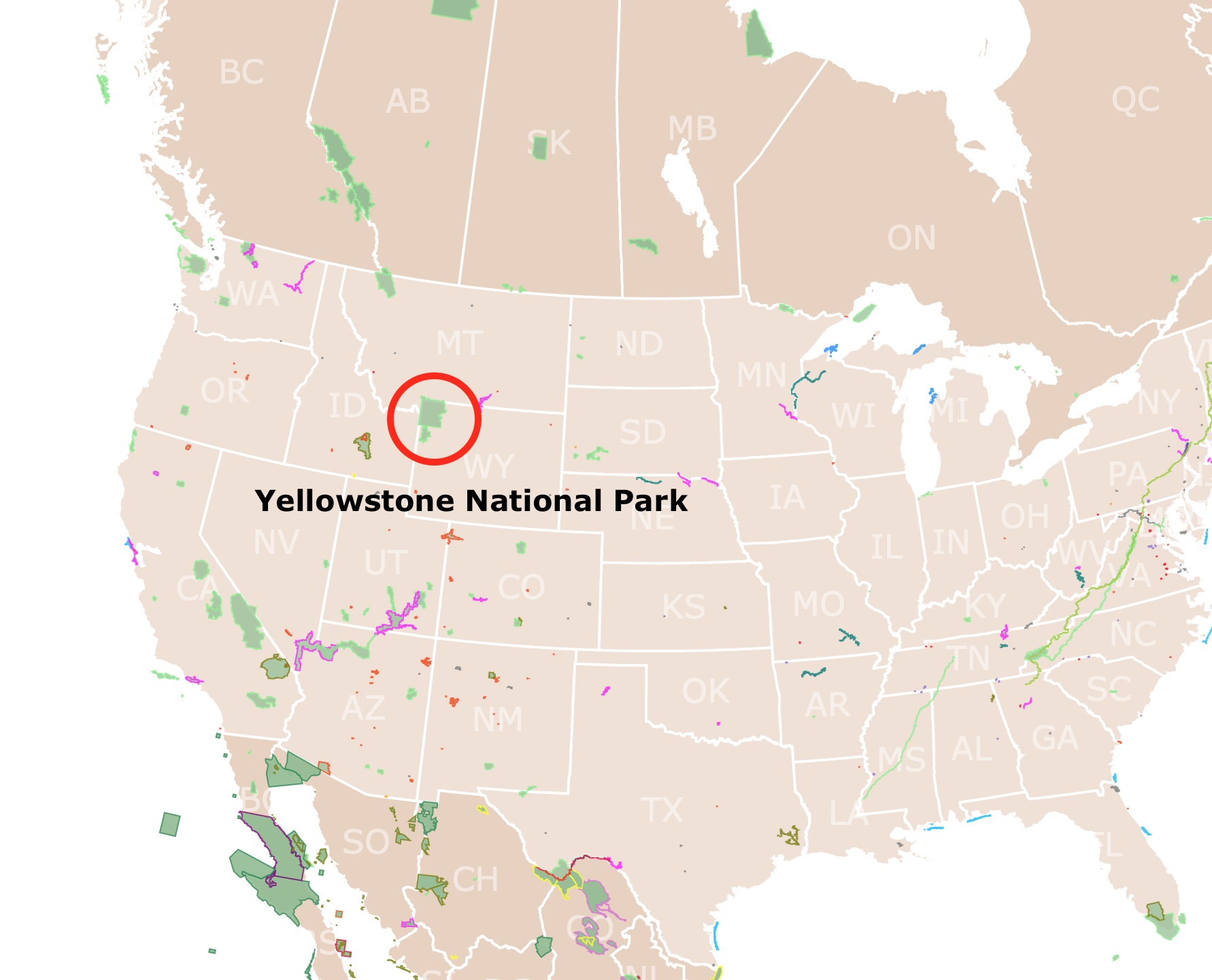 location of Yellowstone national Park