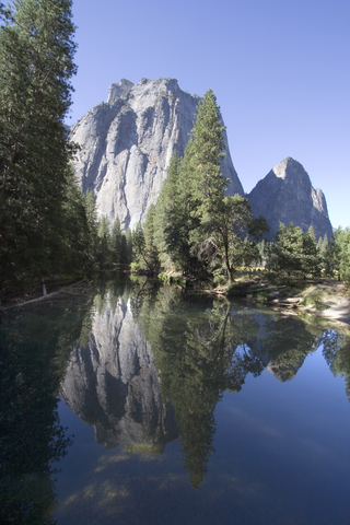 Yosemite scenery reflected on water