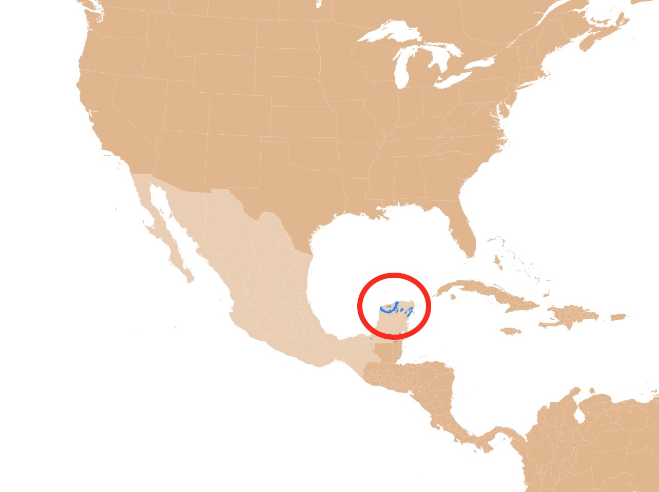 Yucatan Peninsula on a map